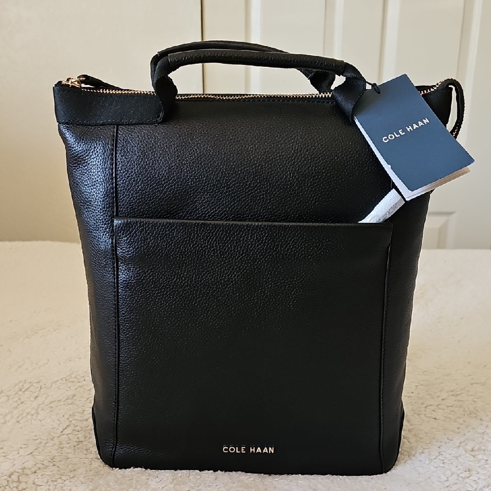 Cole Haan Grand Series Black Leather Backpack, NWT